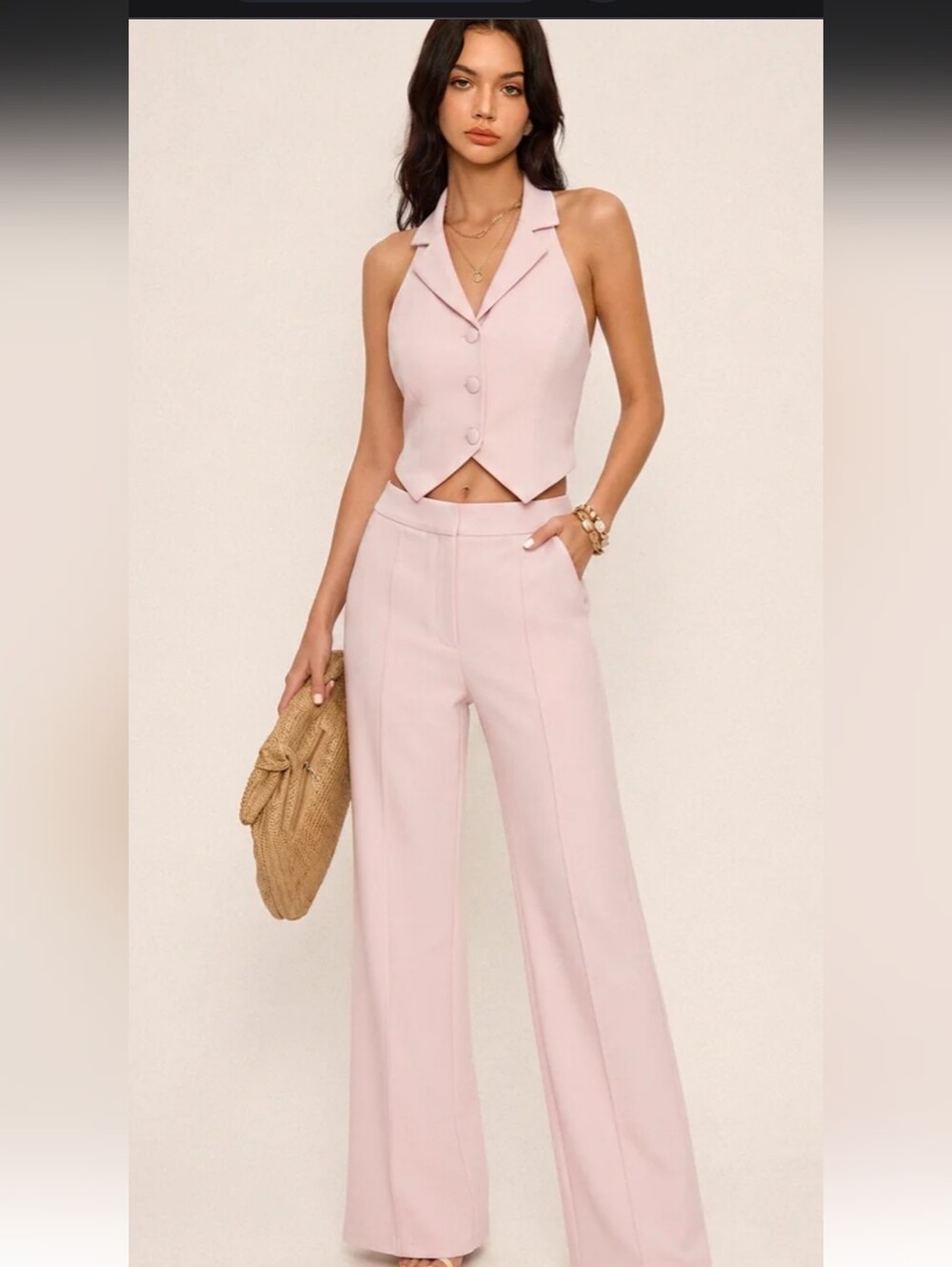 Commense Halter Neck Vest & Wide Leg Pants